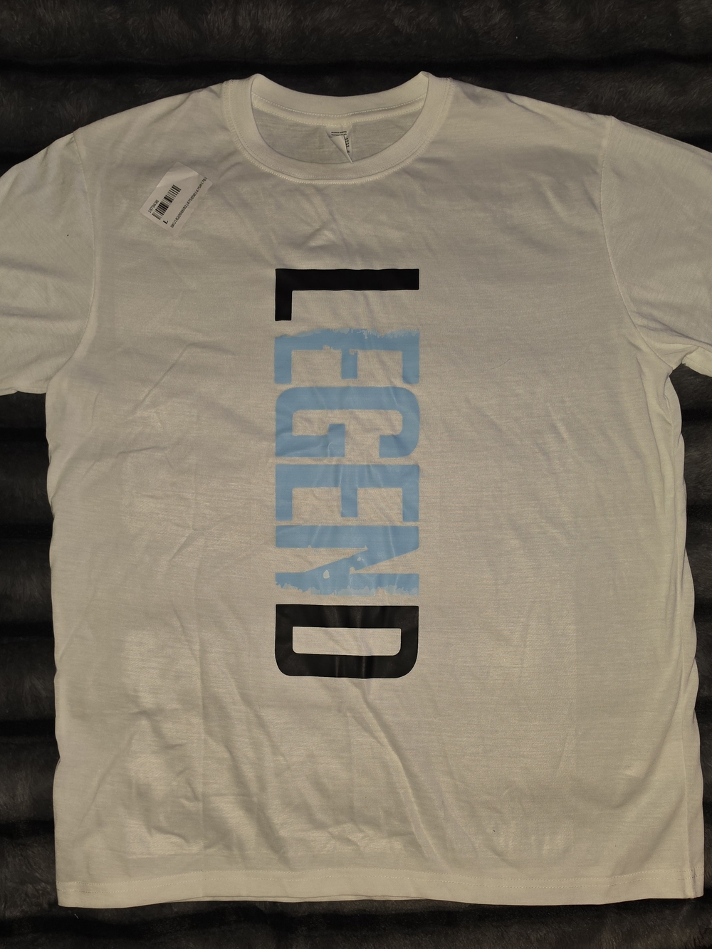 Legend Men’s White Graphic T-Shirt with Blue Accent